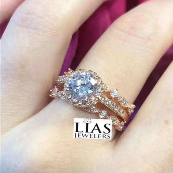 New 18k rose gold wedding ring set - Picture 2 of 4